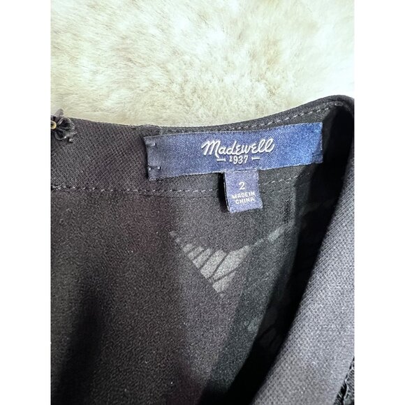 Madewell lace shoulder fit & flare black pointe dress women size 2 - Picture 5 of 7